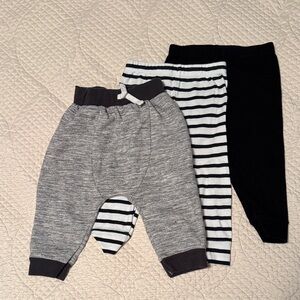Cloud Island Baby Pants Trio - Black, Striped, Gray